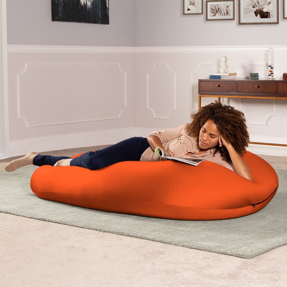 Large orange bean online bag