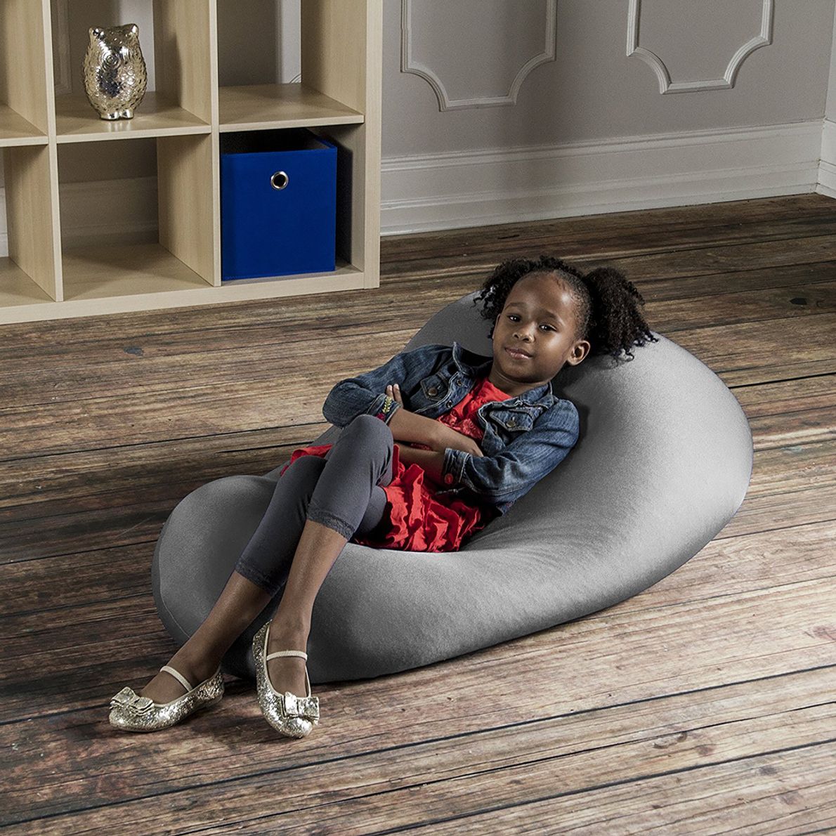 Kids Cloud Nest Small Silver Bean Bag Chair Rooms To Go