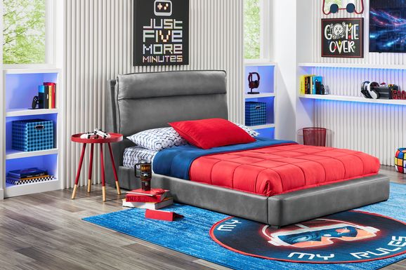 Kids Cloud9 Charcoal Full Upholstered Bed