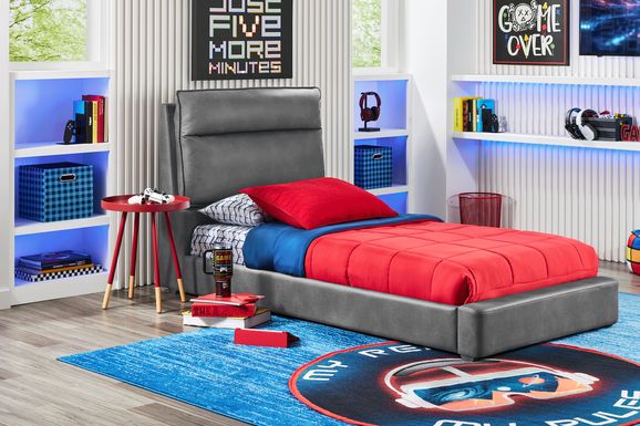 Kids Cloud9 Charcoal Twin Upholstered Bed
