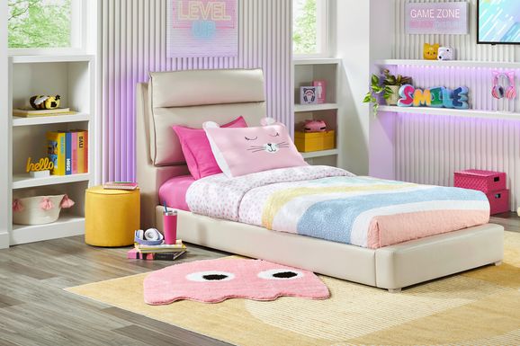 Kids Cloud9 Cream Twin Upholstered Bed