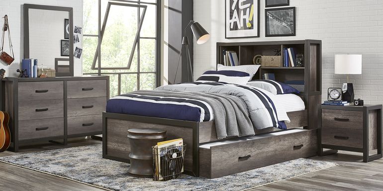 Kids Colefax Avenue Dark Gray 5 Pc Full Bookcase Bedroom