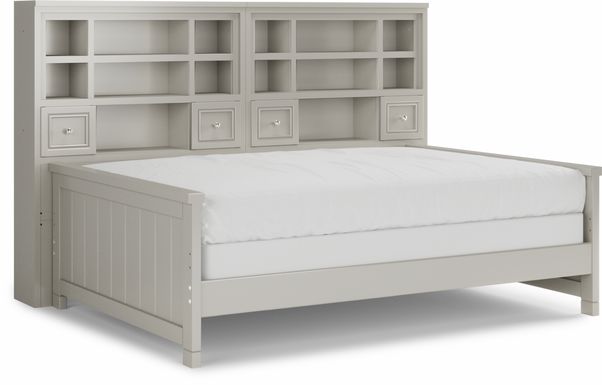 Kids Cottage Colors Gray 5 Pc Full Bookcase Wall Bed