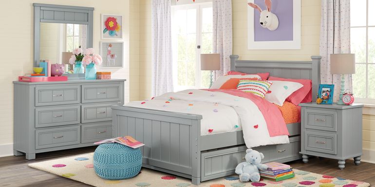 Kids Cottage Colors Gray Full Panel Bedroom