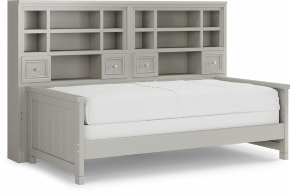 Kids Cottage Colors Gray 5 Pc Twin Bookcase Wall Bed