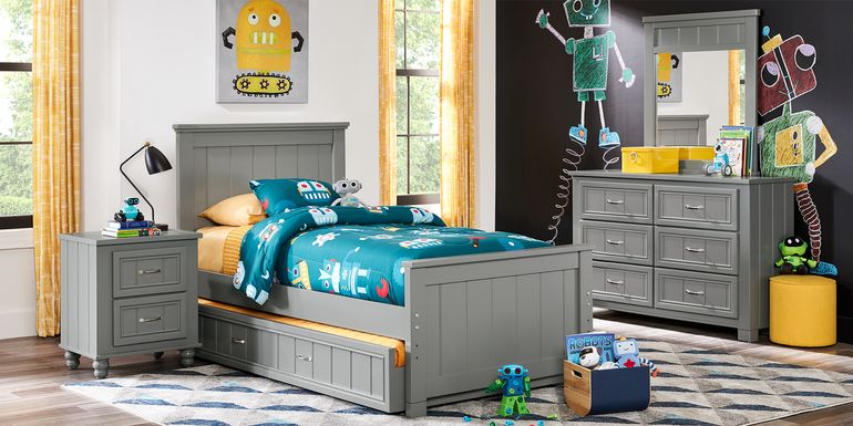Kids Cottage Colors Gray Twin Panel Bedroom