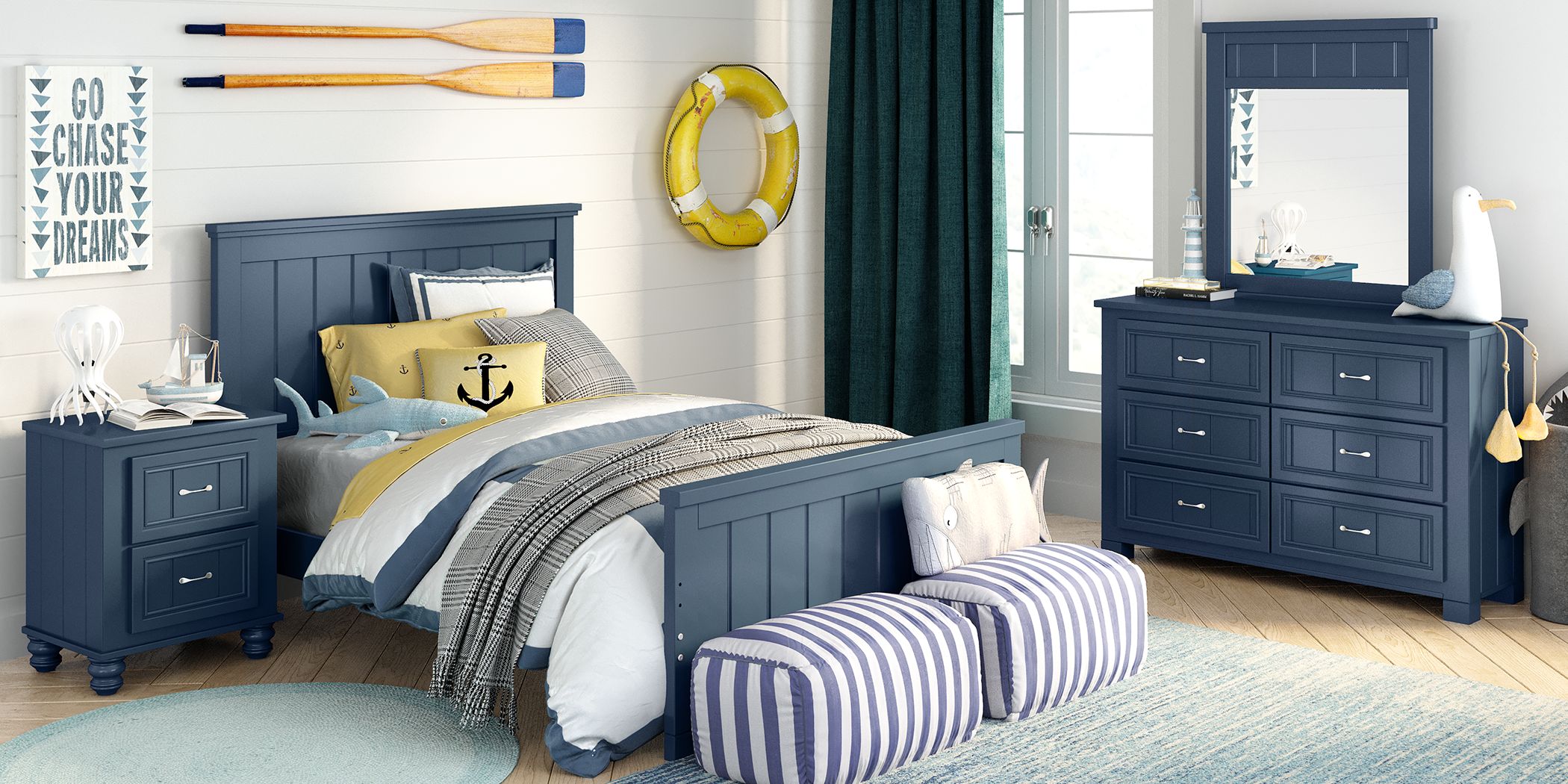 Kids Cottage Colors Navy 5 Pc Full Panel Bedroom Rooms To Go