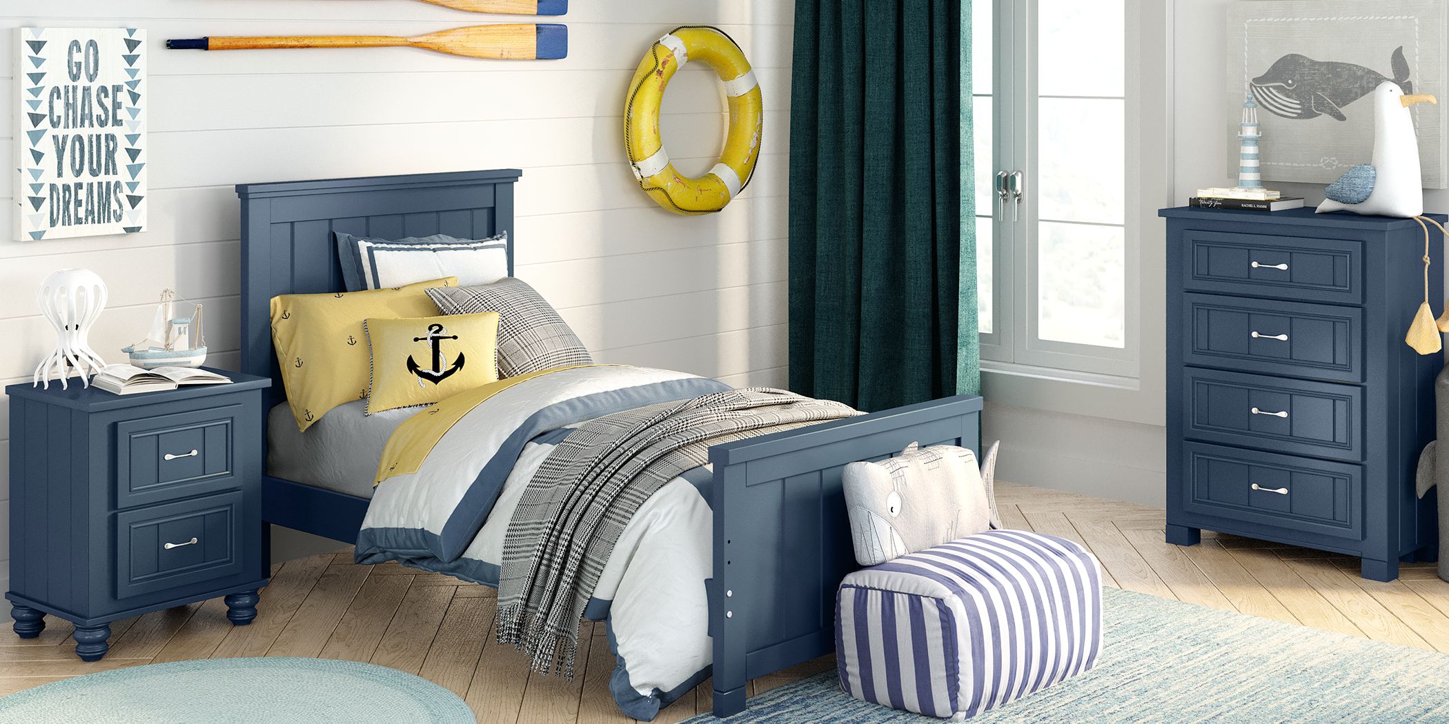 Kids Cottage Colors Navy Pc Twin Panel Bedroom Rooms To Go