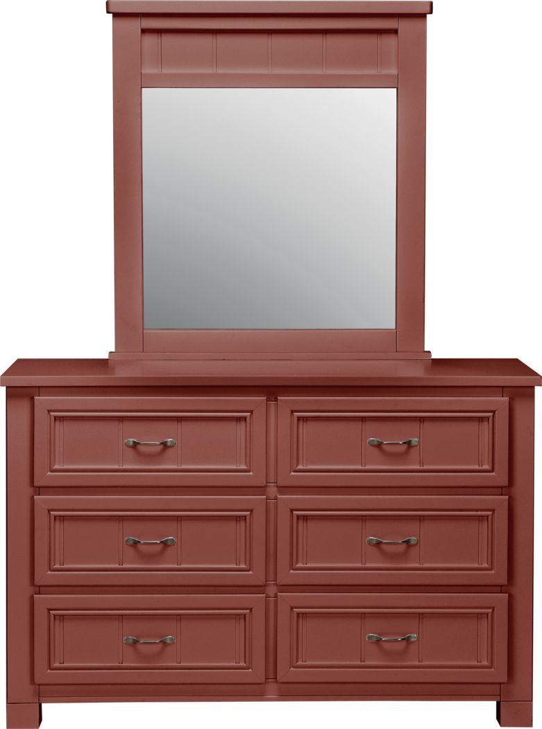 Red dresser outlet with mirror