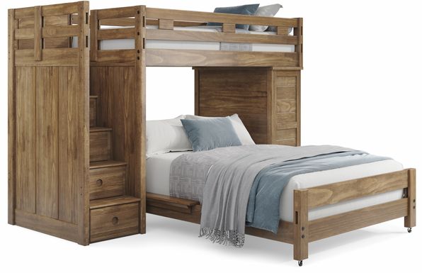 Kids Creekside 2.0 Chestnut Twin/Full Step Loft with Loft Chest