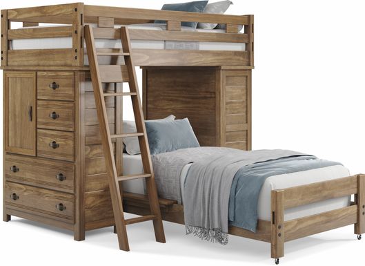 Kids Creekside 2.0 Chestnut Twin/Twin Loft with 2 Loft Chests