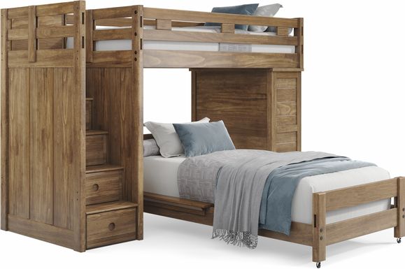 Kids Creekside 2.0 Chestnut Twin/Twin Step Loft with Loft Chest