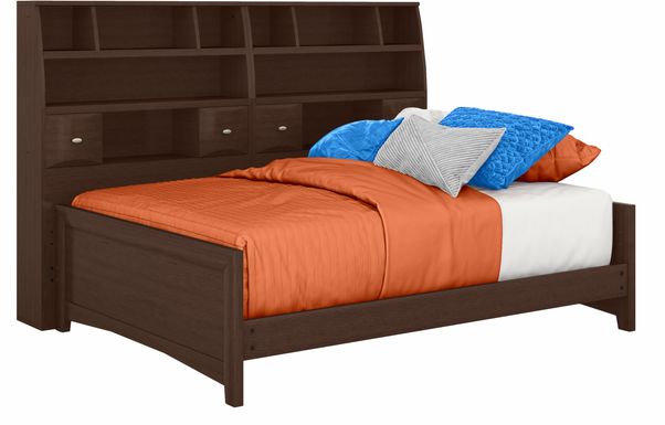 Kids Ivy League 2.0 Walnut 5 Pc Full Bookcase Wall Bed