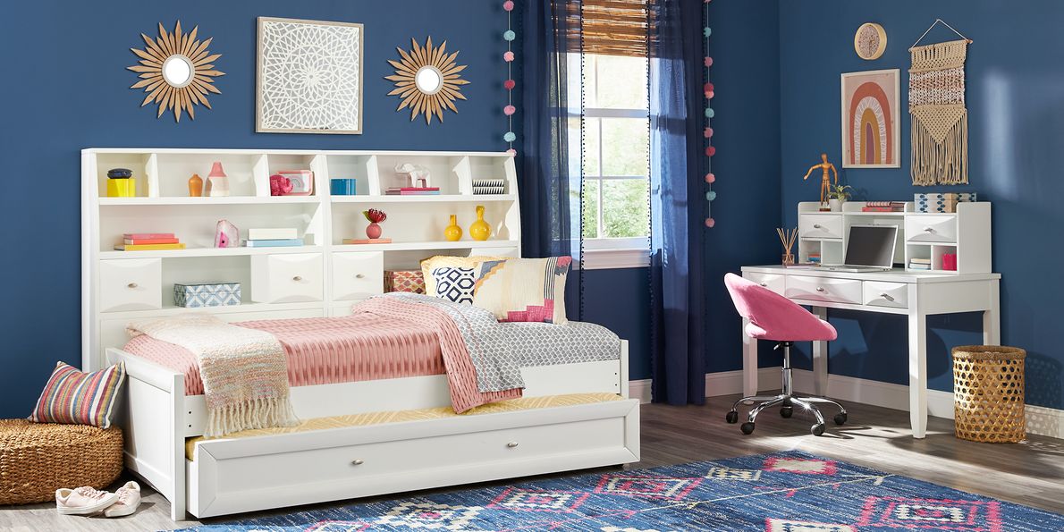 Kids Ivy League 2.0 White Twin Bookcase Wall Bed