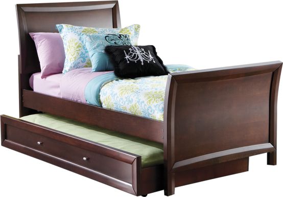 Kids Ivy League Cherry 4 Pc Twin Sleigh Bed with Twin Storage Trundle