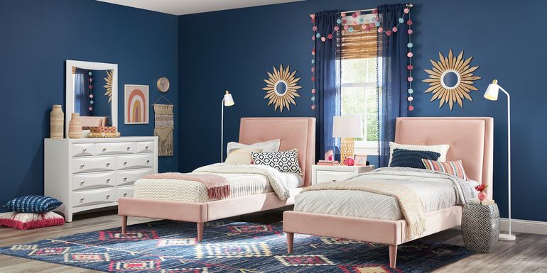 Kids Ivy League White 5 Pc Full Upholstered Bedroom