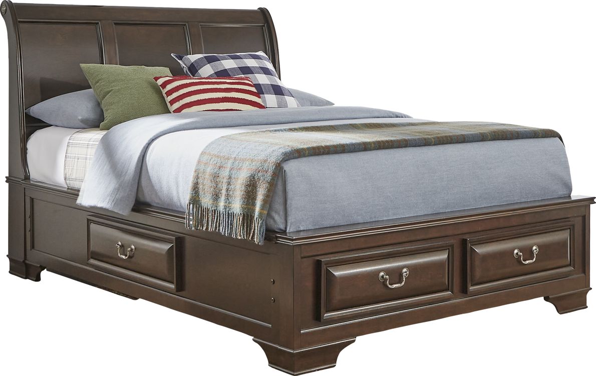 Mill valley ii cherry 3 pc deals queen sleigh bed with storage