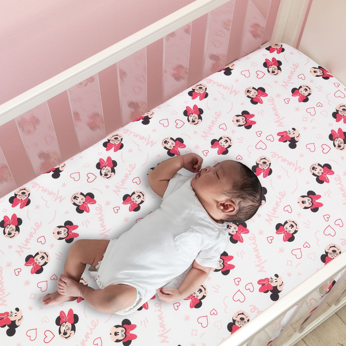 Red black and white minnie sale mouse crib set