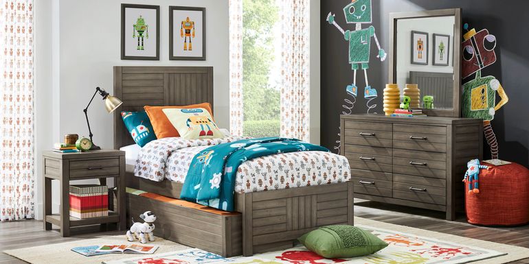 Kids Morgan Mills Mineral Twin Panel Bed with Twin Storage Trundle