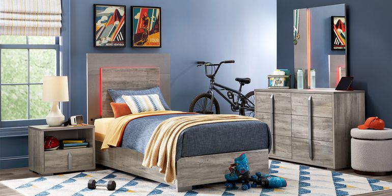 Kids Park Peak Gray Twin Panel Bedroom