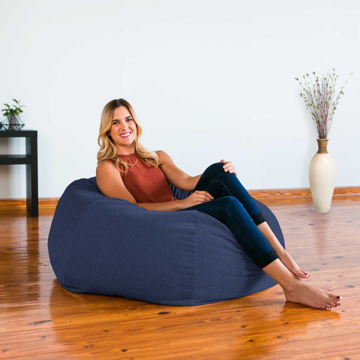 Large navy on sale bean bag