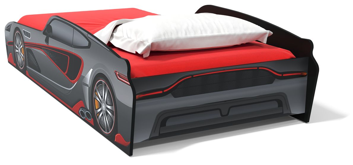 Kids Rocket Fuel Gray Twin Car Bed - Rooms To Go