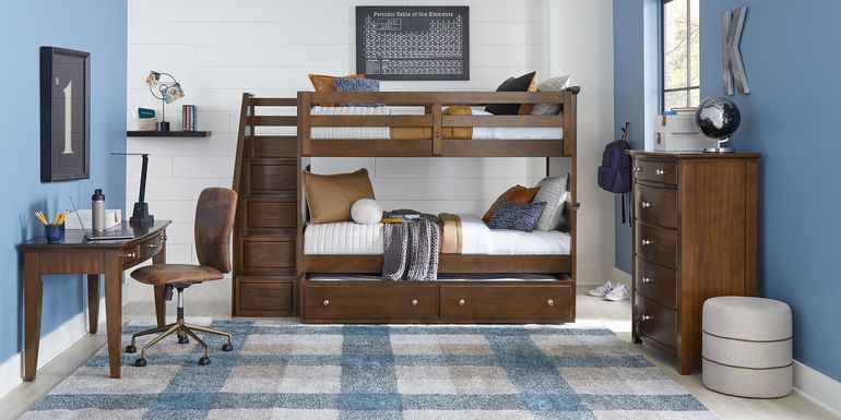 Kids Santa Cruz Brown Cherry Twin/Twin Step Bunk Bed