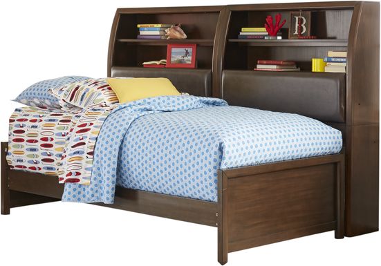 Kids Santa Cruz Brown Cherry Twin Bookcase Wall Bed