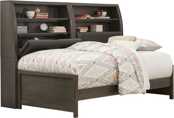 Kids Santa Cruz Gray 5 Pc Full Bookcase Wall Bed