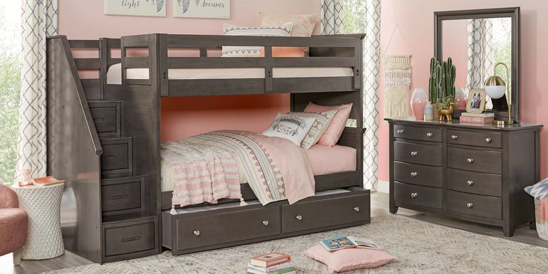 Kids Santa Cruz Gray Twin/Twin Step Bunk Bed