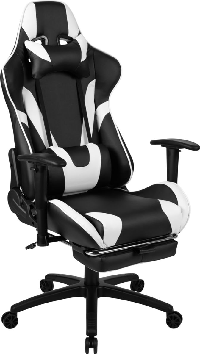 Trexxe White Ergonomic PC Gaming Chair with Footrest Rooms To Go