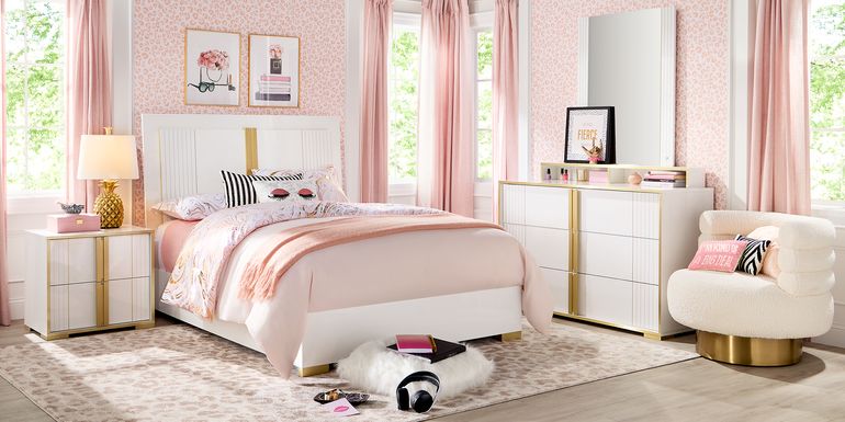 Kids Valentina White Full Sleigh Bedroom