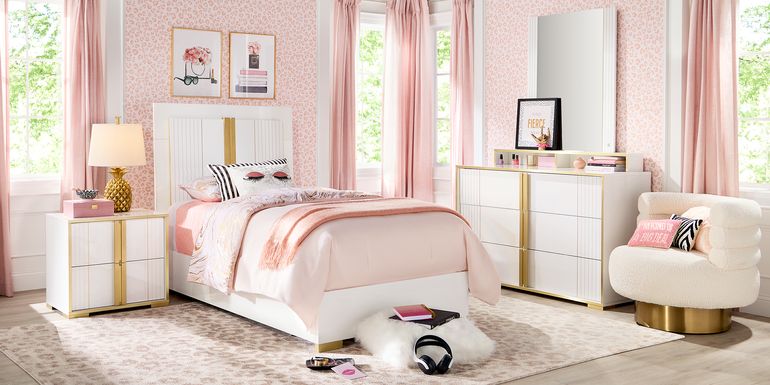 Kids Valentina White Twin Sleigh Bedroom