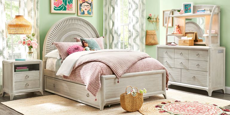 Kids Vivien Wirebrush Gray Full Panel Bedroom