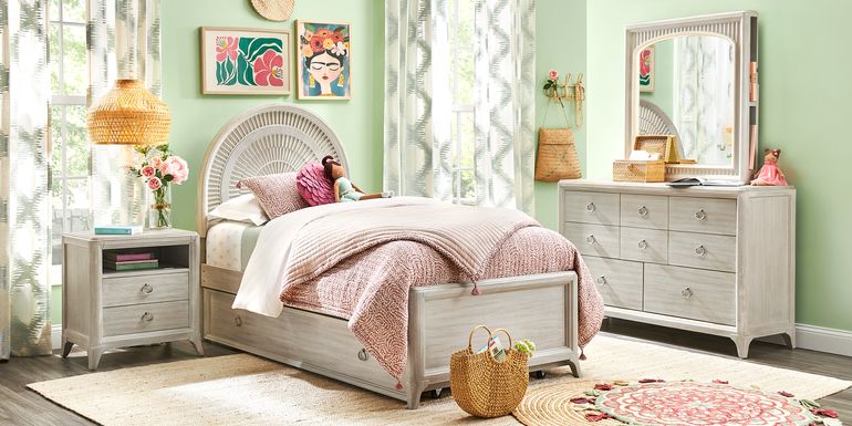 Kids Vivien Wirebrush Gray Twin Panel Bedroom
