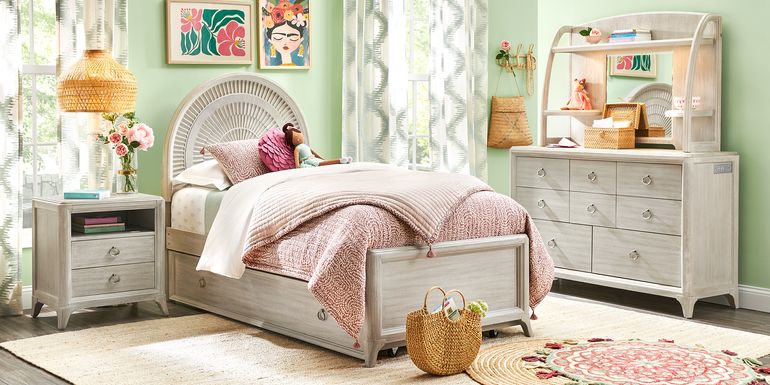 Kids Vivien Wirebrush Gray Twin Panel Bedroom