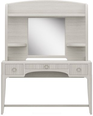 Kids Vivien Wirebrush Gray Vanity Desk and Hutch