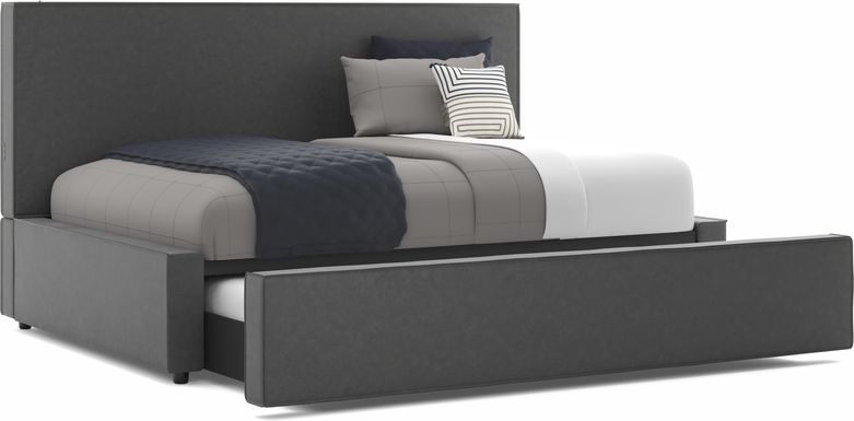 Kids Whitman Gray Full Upholstered Lounge Bed with Twin Trundle