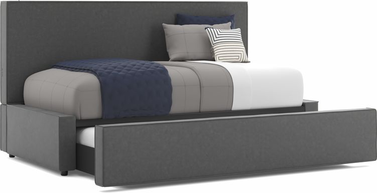 Kids Whitman Gray Twin Upholstered Lounge Bed with Twin Trundle