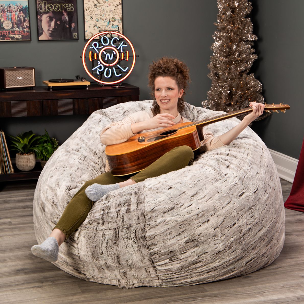 Kids faux fur online bean bag