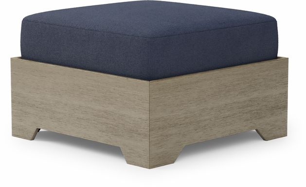 Lake Tahoe Gray Outdoor Ottoman with Indigo