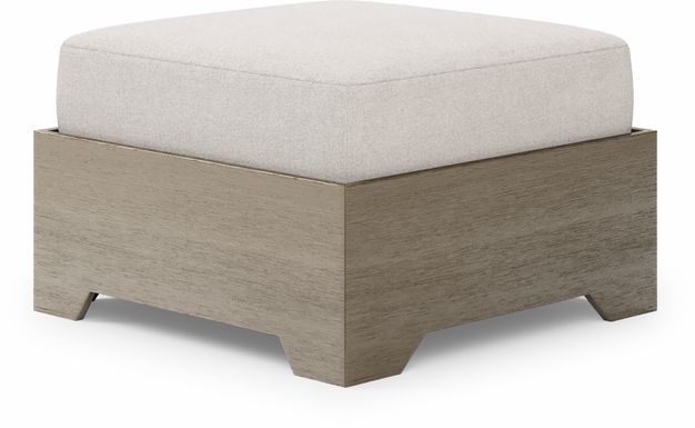 Lake Tahoe Gray Outdoor Ottoman with Seagull Cushion