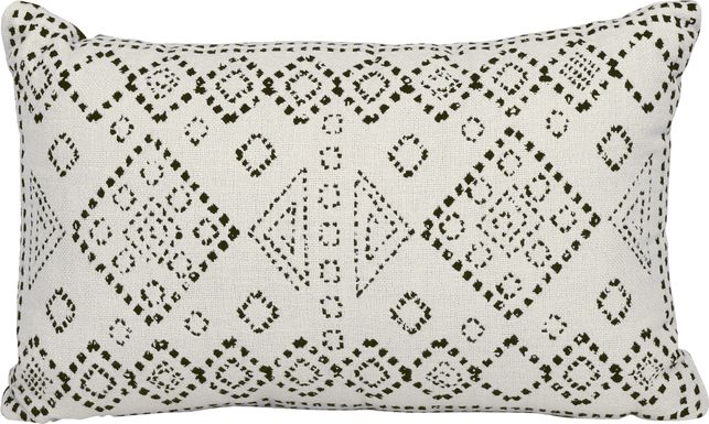 Kilim Stitch White Indoor/Outdoor Accent Pillow