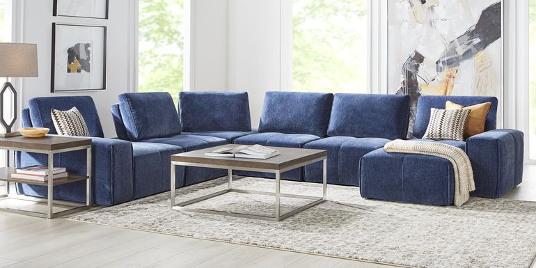 Laney Blue 6 Pc Sectional