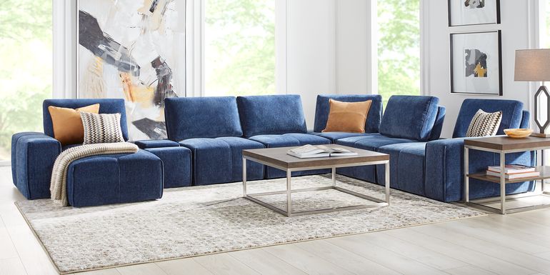 Laney Blue 7 Pc Sectional