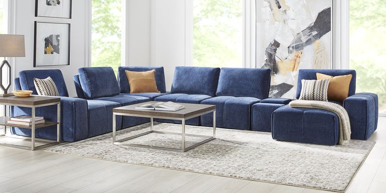 Laney Blue 7 Pc Sectional