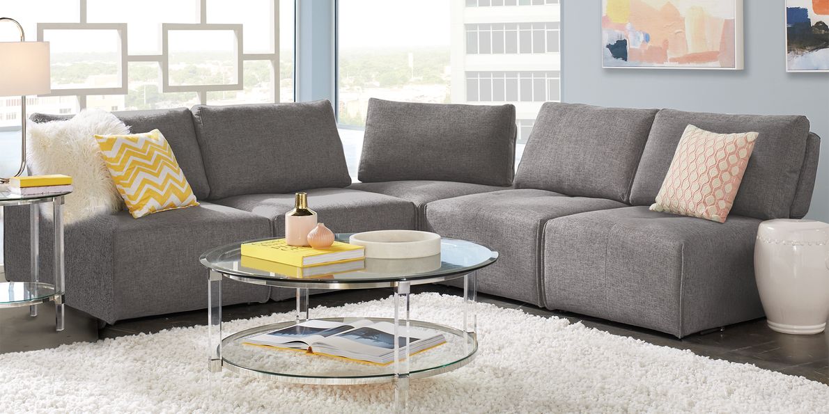 Rooms to go store grey couch sectional