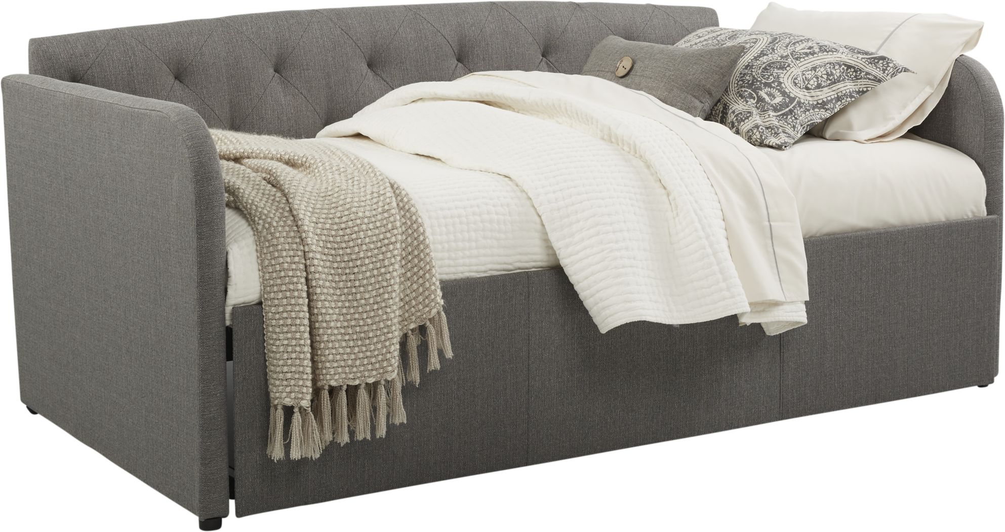 Lanie gray tufted store daybed with trundle