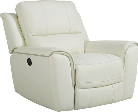 Lanzo Off-White Leather Dual Power Recliner