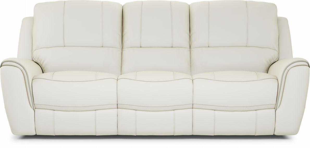 Lanzo Off White Leather Dual Power Reclining Sofa Rooms To Go